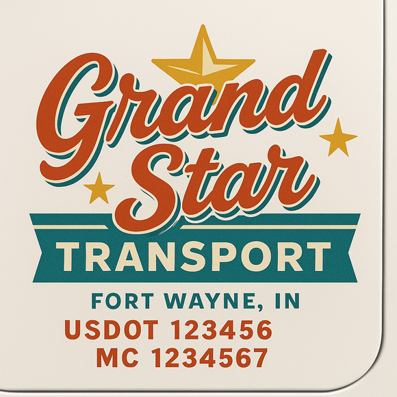 Custom Truck Door Decal Sticker Lettering Sign With Business Name, City-State, USDOT, MC, GVW, CA, KYU, VIN (Set of 2)