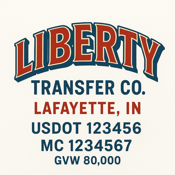 Custom Truck Door Decal Sticker Lettering Sign With Business Name, City-State, USDOT, MC, GVW, CA, KYU, VIN (Set of 2)