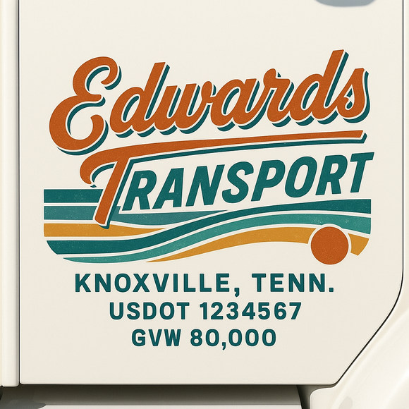 Custom Truck Door Decal Sticker Lettering Sign With Business Name, City-State, USDOT, MC, GVW, CA, KYU, VIN (Set of 2)