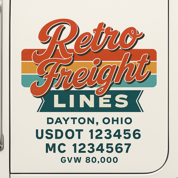 Custom Truck Door Decal Sticker Lettering Sign With Business Name, City-State, USDOT, MC, GVW, CA, KYU, VIN (Set of 2)