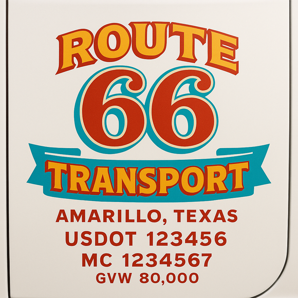 Custom Truck Door Decal Sticker Lettering Sign With Business Name, City-State, USDOT, MC, GVW, CA, KYU, VIN (Set of 2)