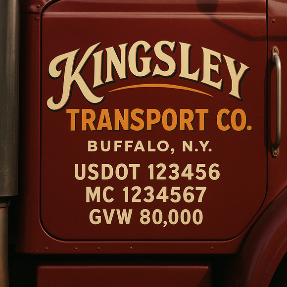 Custom Truck Door Decal Sticker Lettering Sign With Business Name, City-State, USDOT, MC, GVW, CA, KYU, VIN (Set of 2)