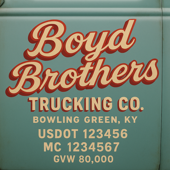 Custom Truck Door Decal Sticker Lettering Sign With Business Name, City-State, USDOT, MC, GVW, CA, KYU, VIN (Set of 2)