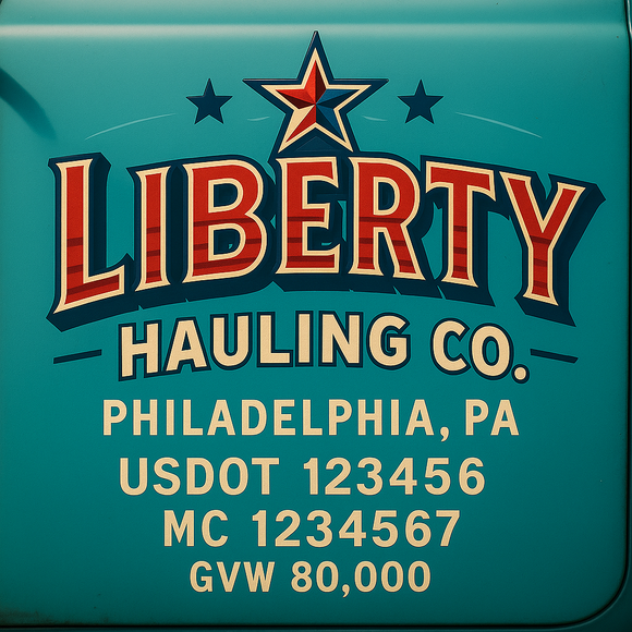 Custom Truck Door Decal Sticker Lettering Sign With Business Name, City-State, USDOT, MC, GVW, CA, KYU, VIN (Set of 2)