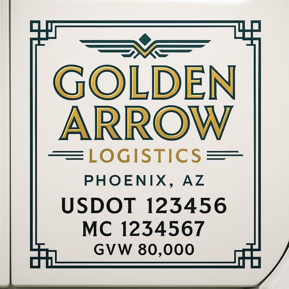 Custom Truck Door Decal Sticker Lettering Sign With Business Name, City-State, USDOT, MC, GVW, CA, KYU, VIN (Set of 2)