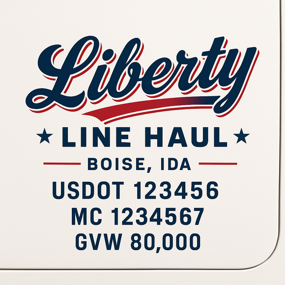 Custom Truck Door Decal Sticker Lettering Sign With Business Name, City-State, USDOT, MC, GVW, CA, KYU, VIN (Set of 2)