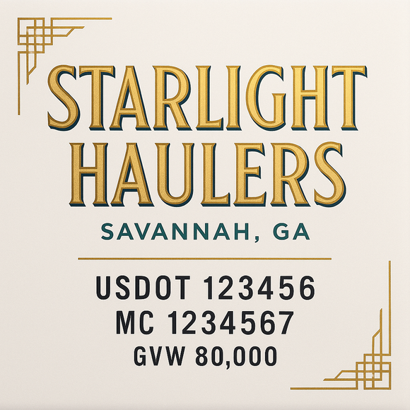 Custom Truck Door Decal Sticker Lettering Sign With Business Name, City-State, USDOT, MC, GVW, CA, KYU, VIN (Set of 2)