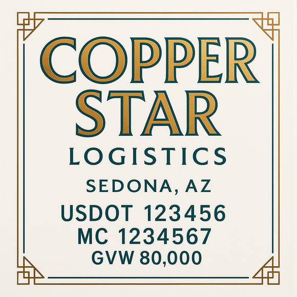 Custom Truck Door Decal Sticker Lettering Sign With Business Name, City-State, USDOT, MC, GVW, CA, KYU, VIN (Set of 2)