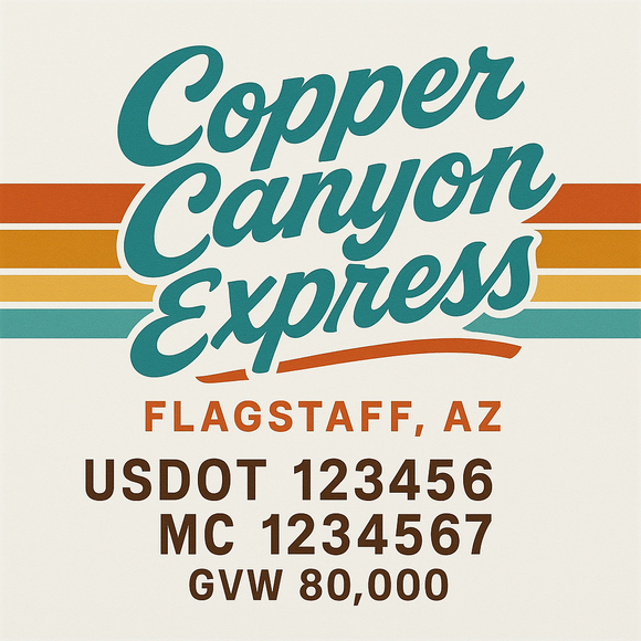 Custom Truck Door Decal Sticker Lettering Sign With Business Name, City-State, USDOT, MC, GVW, CA, KYU, VIN (Set of 2)