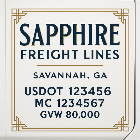 Custom Truck Door Decal Sticker Lettering Sign With Business Name, City-State, USDOT, MC, GVW, CA, KYU, VIN (Set of 2)