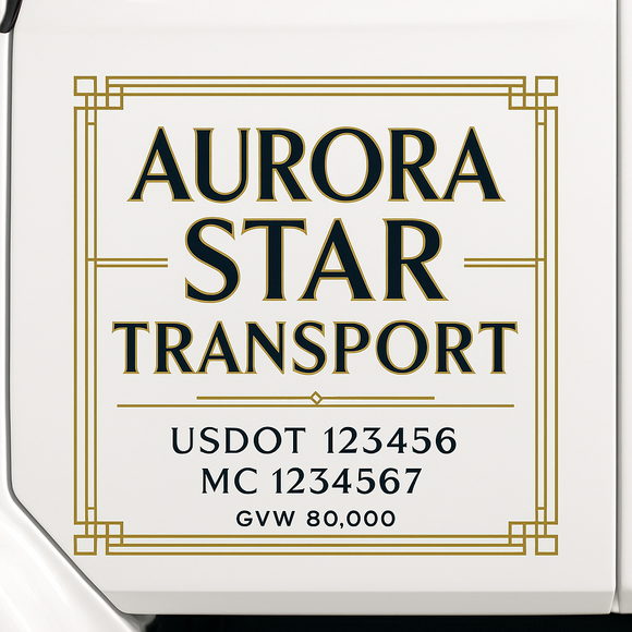 Custom Truck Door Decal Sticker Lettering Sign With Business Name, City-State, USDOT, MC, GVW, CA, KYU, VIN (Set of 2)