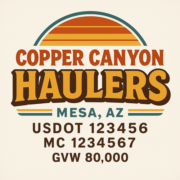 Custom Truck Door Decal Sticker Lettering Sign With Business Name, City-State, USDOT, MC, GVW, CA, KYU, VIN (Set of 2)