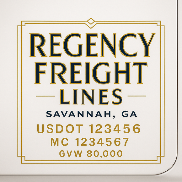 Custom Truck Door Decal Sticker Lettering Sign With Business Name, City-State, USDOT, MC, GVW, CA, KYU, VIN (Set of 2)