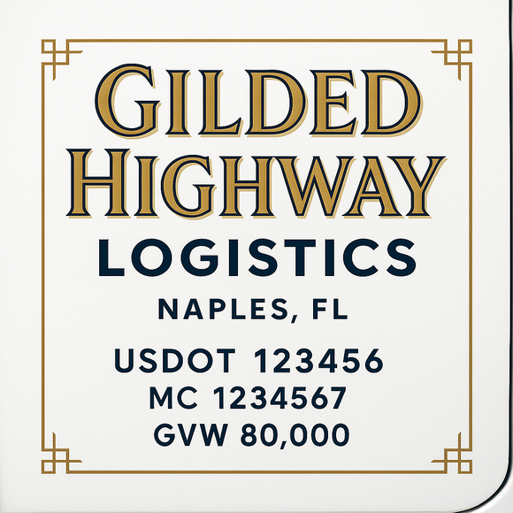 Custom Truck Door Decal Sticker Lettering Sign With Business Name, City-State, USDOT, MC, GVW, CA, KYU, VIN (Set of 2)