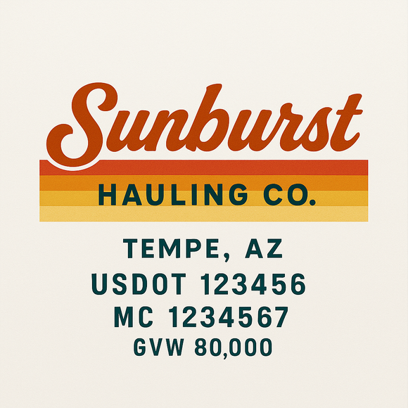 Custom Truck Door Decal Sticker Lettering Sign With Business Name, City-State, USDOT, MC, GVW, CA, KYU, VIN (Set of 2)