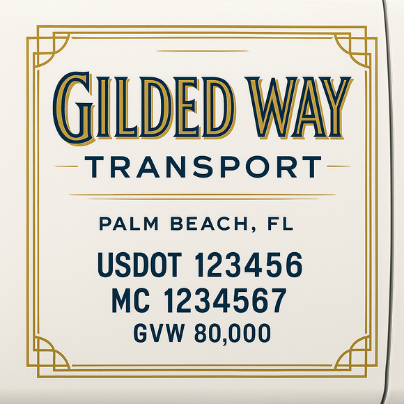 Custom Truck Door Decal Sticker Lettering Sign With Business Name, City-State, USDOT, MC, GVW, CA, KYU, VIN (Set of 2)