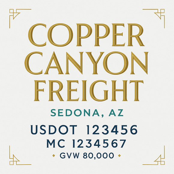 Custom Truck Door Decal Sticker Lettering Sign With Business Name, City-State, USDOT, MC, GVW, CA, KYU, VIN (Set of 2)