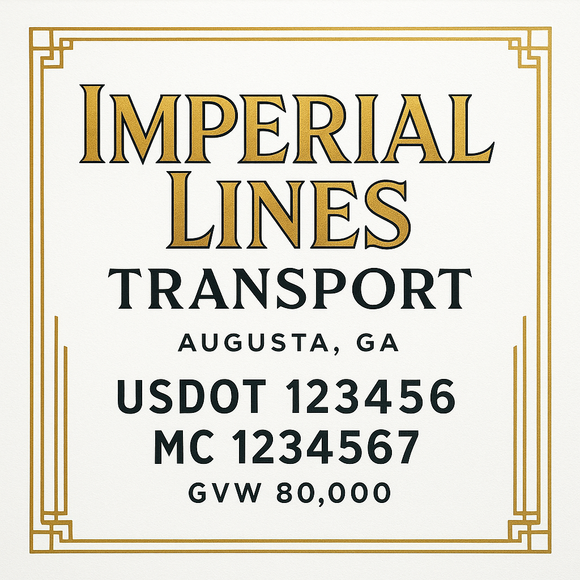 Custom Truck Door Decal Sticker Lettering Sign With Business Name, City-State, USDOT, MC, GVW, CA, KYU, VIN (Set of 2)