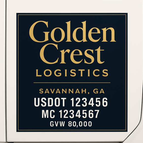 Custom Truck Door Decal Sticker Lettering Sign With Business Name, City-State, USDOT, MC, GVW, CA, KYU, VIN (Set of 2)