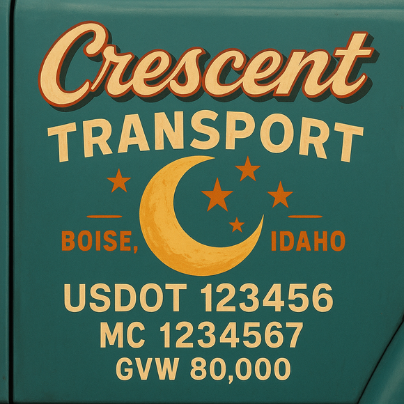 Custom Truck Door Decal Sticker Lettering Sign With Business Name, City-State, USDOT, MC, GVW, CA, KYU, VIN (Set of 2)