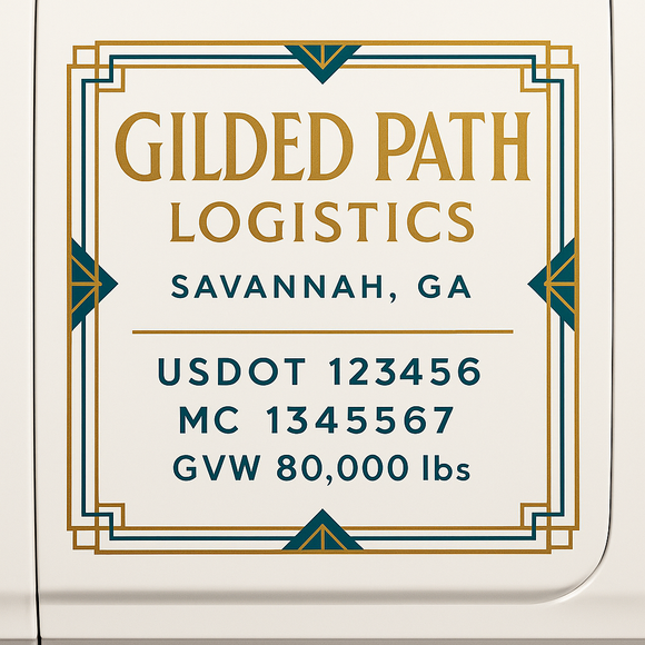 Custom Truck Door Decal Sticker Lettering Sign With Business Name, City-State, USDOT, MC, GVW, CA, KYU, VIN (Set of 2)