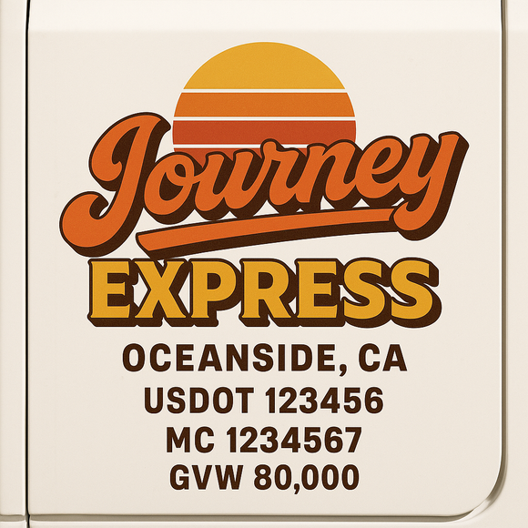 Custom Truck Door Decal Sticker Lettering Sign With Business Name, City-State, USDOT, MC, GVW, CA, KYU, VIN (Set of 2)