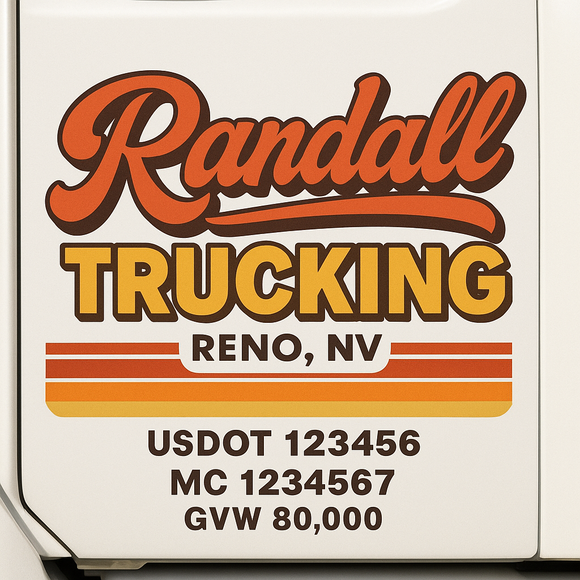 Custom Truck Door Decal Sticker Lettering Sign With Business Name, City-State, USDOT, MC, GVW, CA, KYU, VIN (Set of 2)