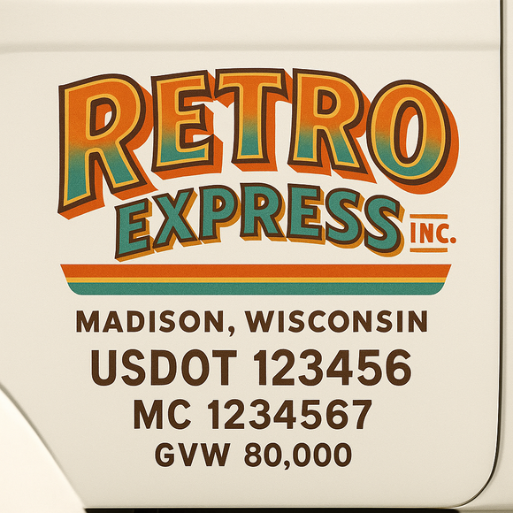 Custom Truck Door Decal Sticker Lettering Sign With Business Name, City-State, USDOT, MC, GVW, CA, KYU, VIN (Set of 2)