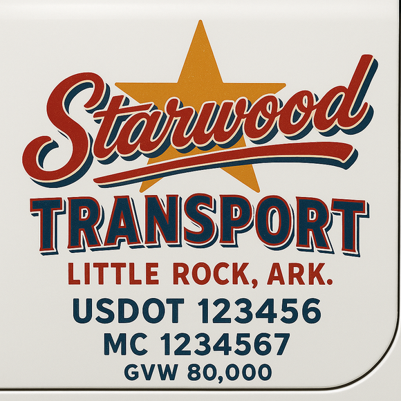 Custom Truck Door Decal Sticker Lettering Sign With Business Name, City-State, USDOT, MC, GVW, CA, KYU, VIN (Set of 2)