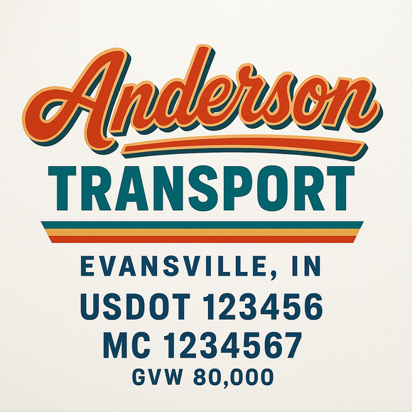 Custom Truck Door Decal Sticker Lettering Sign With Business Name, City-State, USDOT, MC, GVW, CA, KYU, VIN (Set of 2)