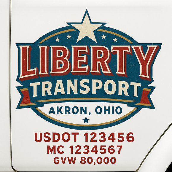 Custom Truck Door Decal Sticker Lettering Sign With Business Name, City-State, USDOT, MC, GVW, CA, KYU, VIN (Set of 2)