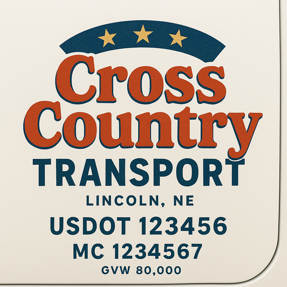 Custom Truck Door Decal Sticker Lettering Sign With Business Name, City-State, USDOT, MC, GVW, CA, KYU, VIN (Set of 2)