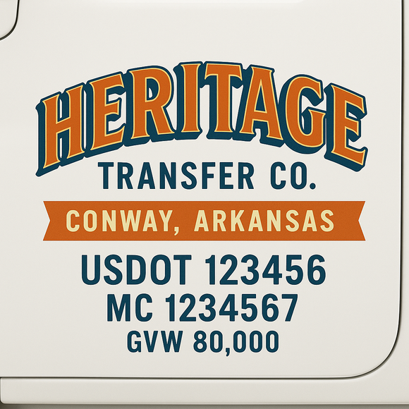 Custom Truck Door Decal Sticker Lettering Sign With Business Name, City-State, USDOT, MC, GVW, CA, KYU, VIN (Set of 2)