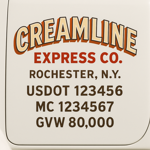 Custom Truck Door Decal Sticker Lettering Sign With Business Name, City-State, USDOT, MC, GVW, CA, KYU, VIN (Set of 2)