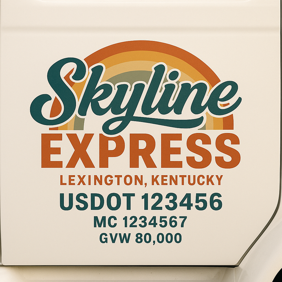 Custom Truck Door Decal Sticker Lettering Sign With Business Name, City-State, USDOT, MC, GVW, CA, KYU, VIN (Set of 2)