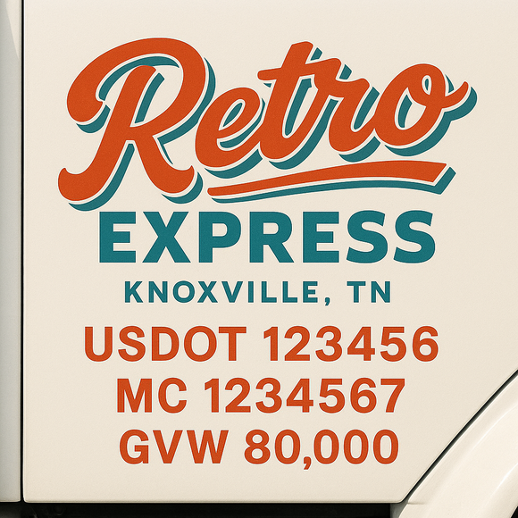 Custom Truck Door Decal Sticker Lettering Sign With Business Name, City-State, USDOT, MC, GVW, CA, KYU, VIN (Set of 2)