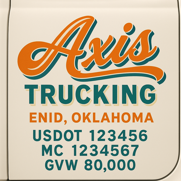 Custom Truck Door Decal Sticker Lettering Sign With Business Name, City-State, USDOT, MC, GVW, CA, KYU, VIN (Set of 2)