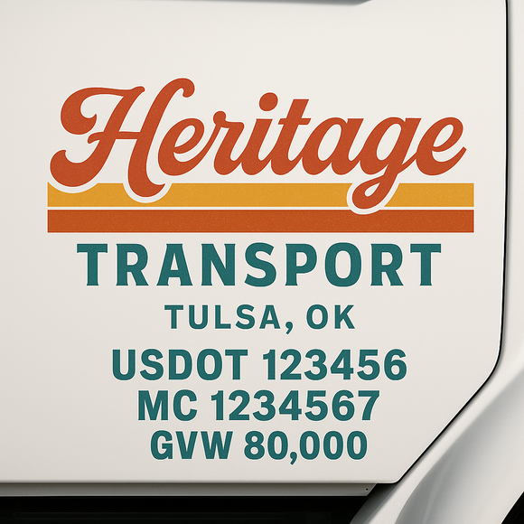 Custom Truck Door Decal Sticker Lettering Sign With Business Name, City-State, USDOT, MC, GVW, CA, KYU, VIN (Set of 2)