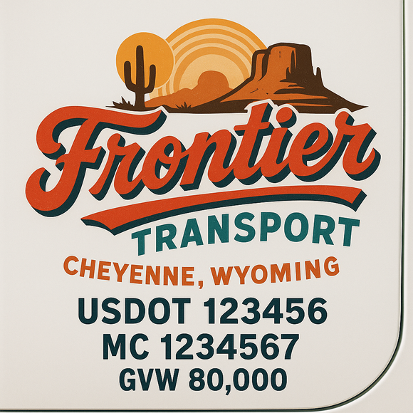 Custom Truck Door Decal Sticker Lettering Sign With Business Name, City-State, USDOT, MC, GVW, CA, KYU, VIN (Set of 2)