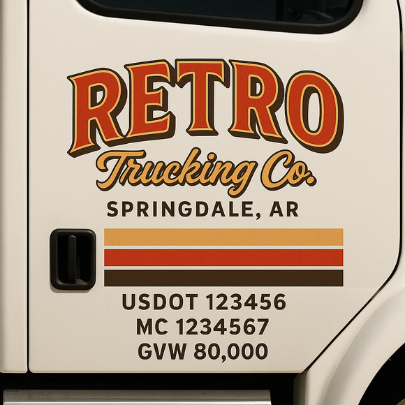 Custom Truck Door Decal Sticker Lettering Sign With Business Name, City-State, USDOT, MC, GVW, CA, KYU, VIN (Set of 2)