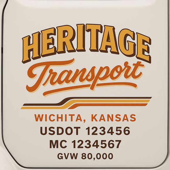 Custom Truck Door Decal Sticker Lettering Sign With Business Name, City-State, USDOT, MC, GVW, CA, KYU, VIN (Set of 2)