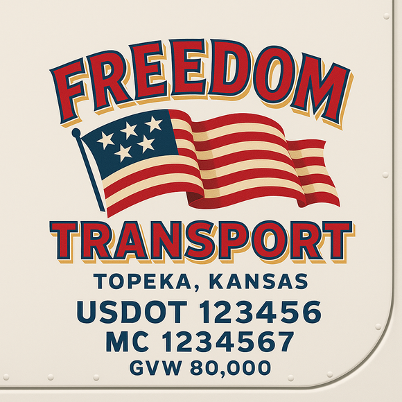 Custom Truck Door Decal Sticker Lettering Sign With Business Name, City-State, USDOT, MC, GVW, CA, KYU, VIN (Set of 2)