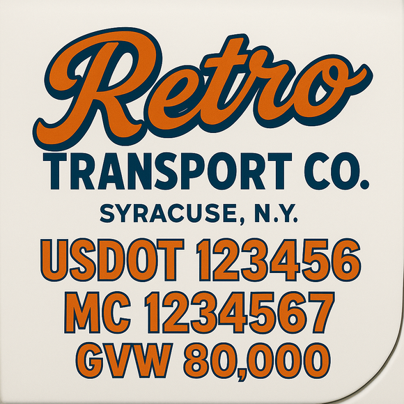 Custom Truck Door Decal Sticker Lettering Sign With Business Name, City-State, USDOT, MC, GVW, CA, KYU, VIN (Set of 2)