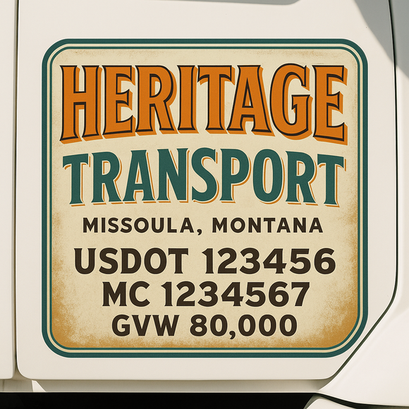 Custom Truck Door Decal Sticker Lettering Sign With Business Name, City-State, USDOT, MC, GVW, CA, KYU, VIN (Set of 2)