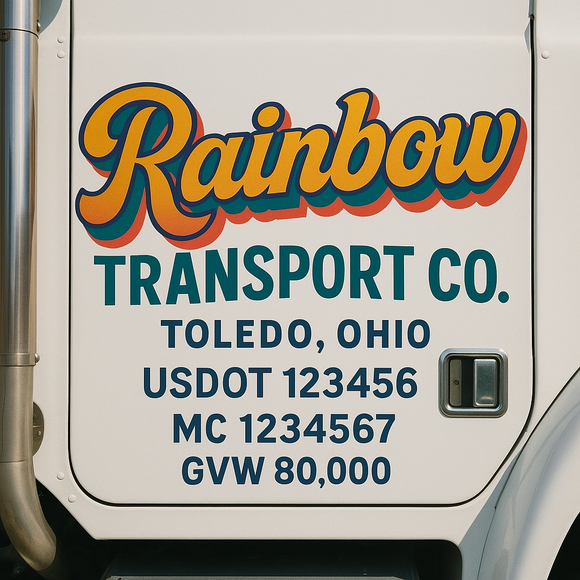 Custom Truck Door Decal Sticker Lettering Sign With Business Name, City-State, USDOT, MC, GVW, CA, KYU, VIN (Set of 2)