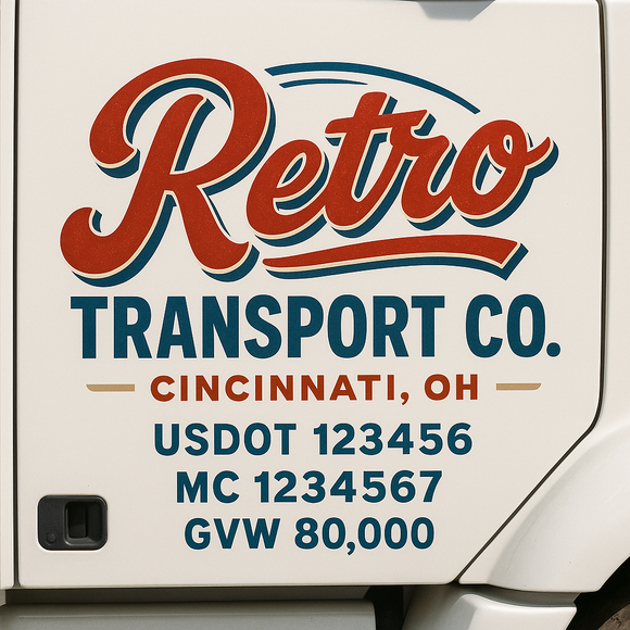 Custom Truck Door Decal Sticker Lettering Sign With Business Name, City-State, USDOT, MC, GVW, CA, KYU, VIN (Set of 2)