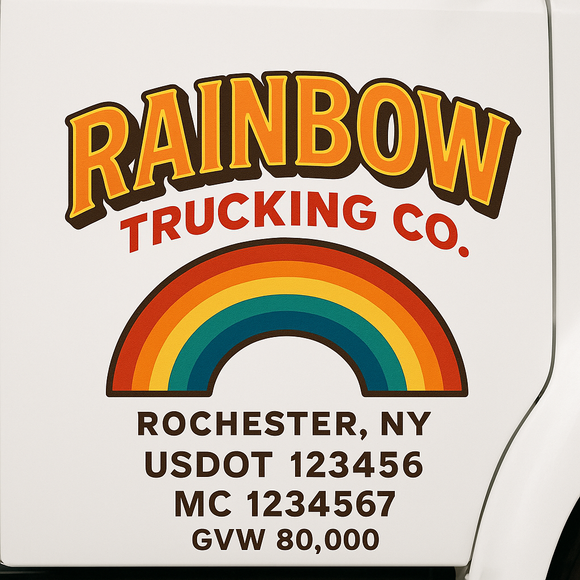 Custom Truck Door Decal Sticker Lettering Sign With Business Name, City-State, USDOT, MC, GVW, CA, KYU, VIN (Set of 2)