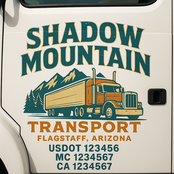 Custom Truck Door Decal Sticker Lettering Sign With Business Name, City-State, USDOT, MC, GVW, CA, KYU, VIN (Set of 2)