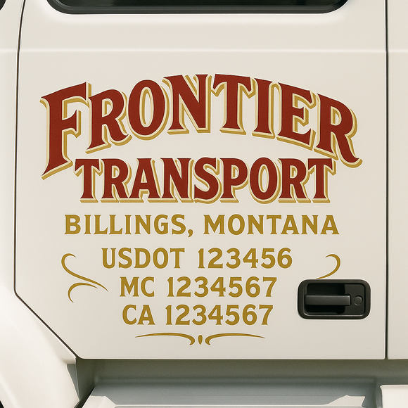 Custom Truck Door Decal Sticker Lettering Sign With Business Name, City-State, USDOT, MC, GVW, CA, KYU, VIN (Set of 2)