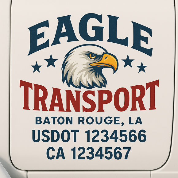 Custom Truck Door Decal Sticker Lettering Sign With Business Name, City-State, USDOT, MC, GVW, CA, KYU, VIN (Set of 2)